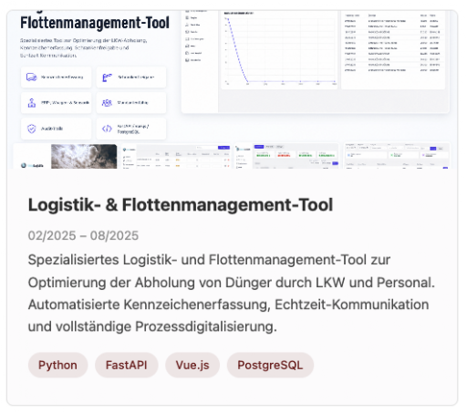 Logistik- & Flottenmanagement-Tool UI